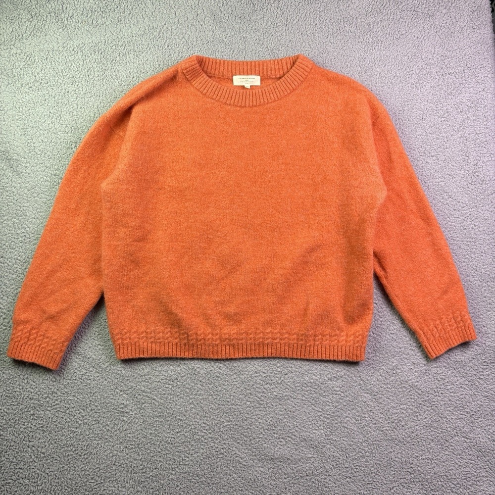 Sezane Sweater Womens 2XL Orange Baby Alpaca Knit Pullover Wool Blend Minimalist